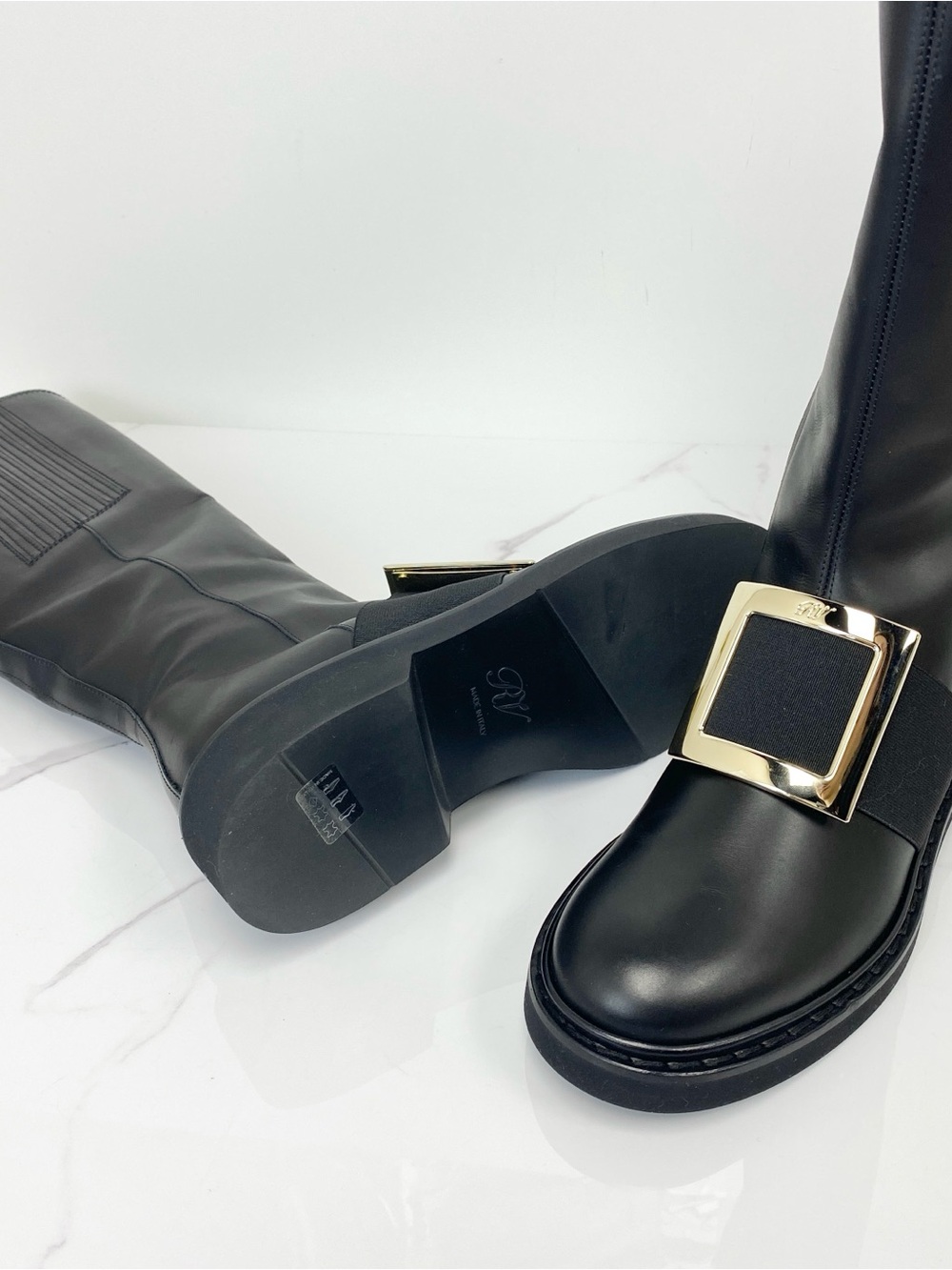 Roger Vivier Viv Rangers Leather Knee-High Boots